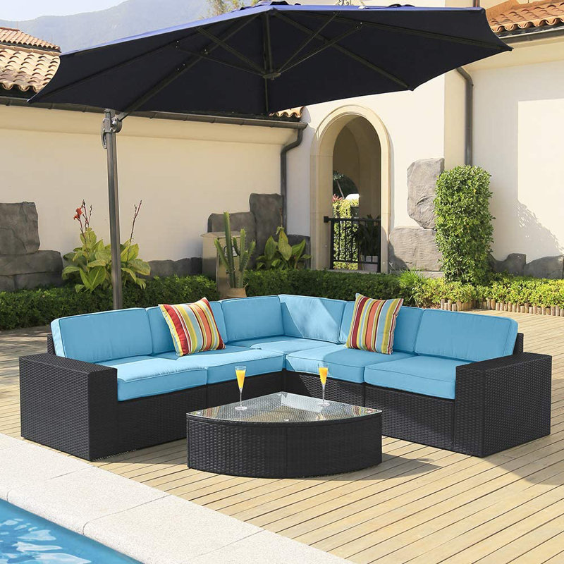 Latitude Run® Stamo 6Piece Outdoor Patio Furniture Sofa Sets With